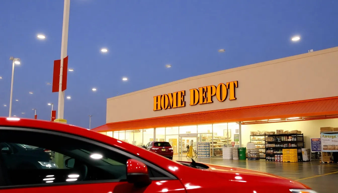 Car inside Home Depot store