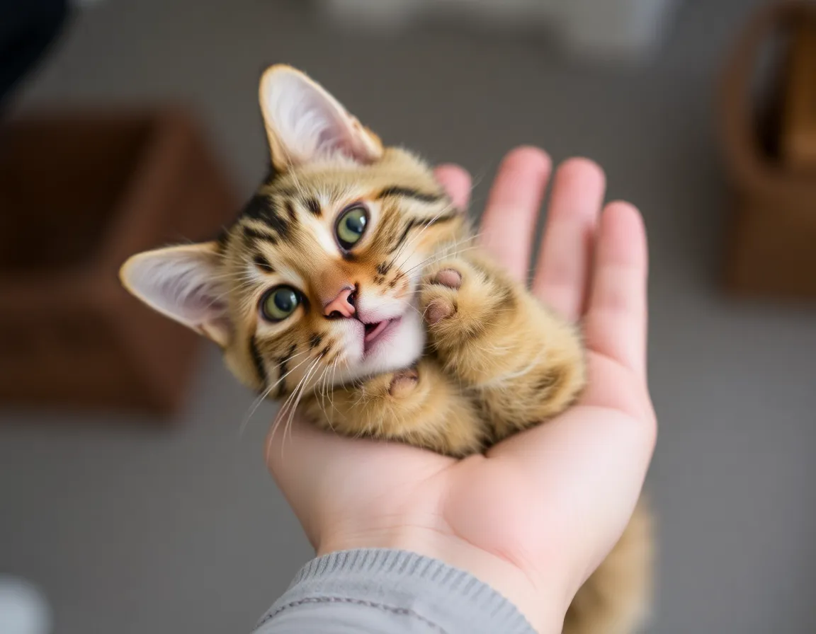 Cat paw on human hand