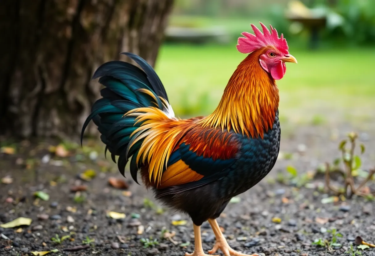 Colorful illustration of a chicken's rear view
