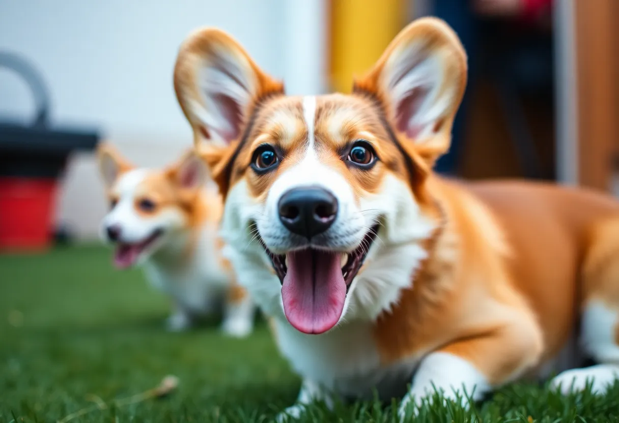 Cute corgi saying hi