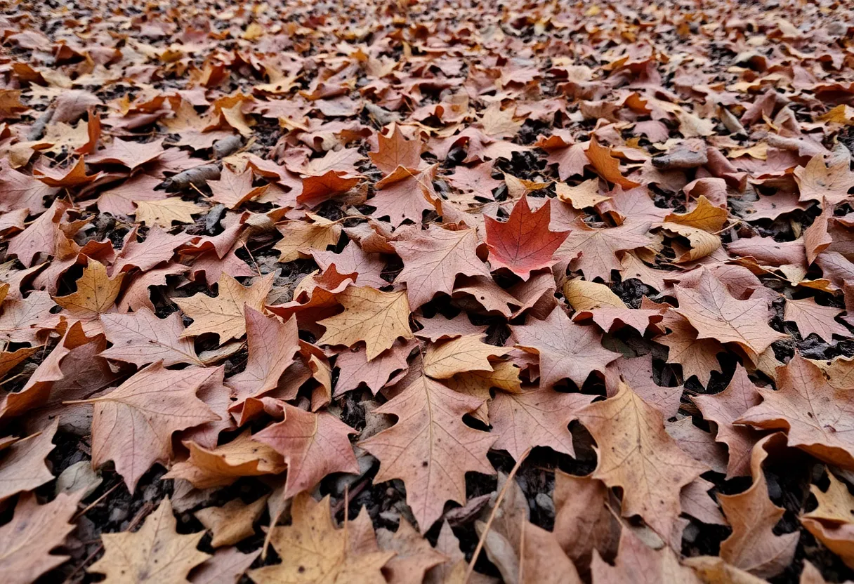 Dead leaves on ground