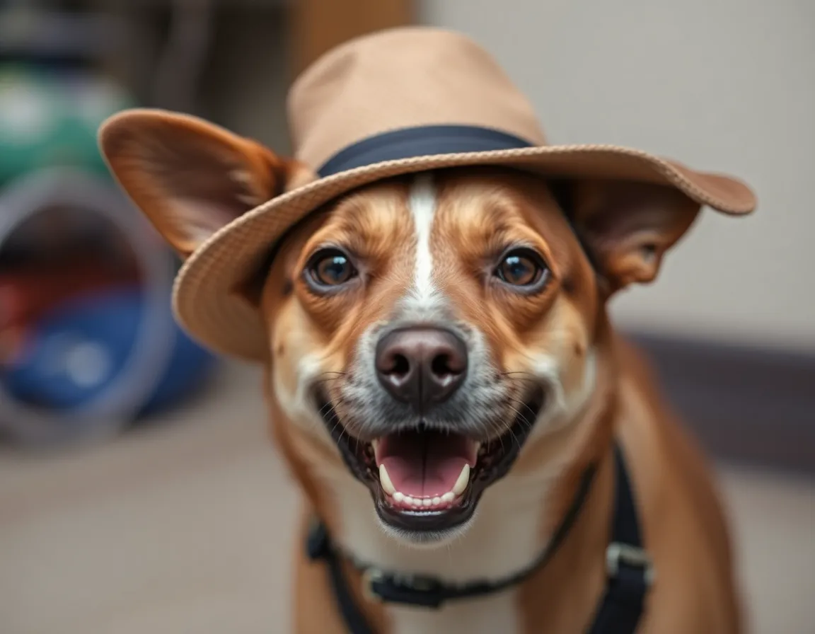 Dog wearing a hat