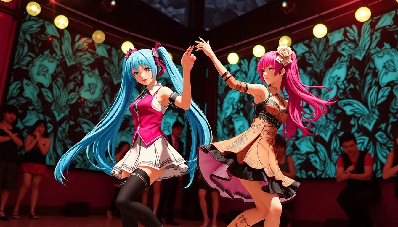 Hatsune Miku and Kasane Teto dancing