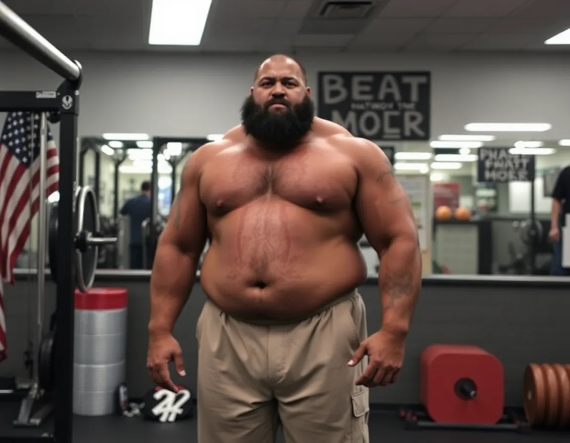 Portrait of homeboy Harris, 200 pounds of pure muscle and pure fat