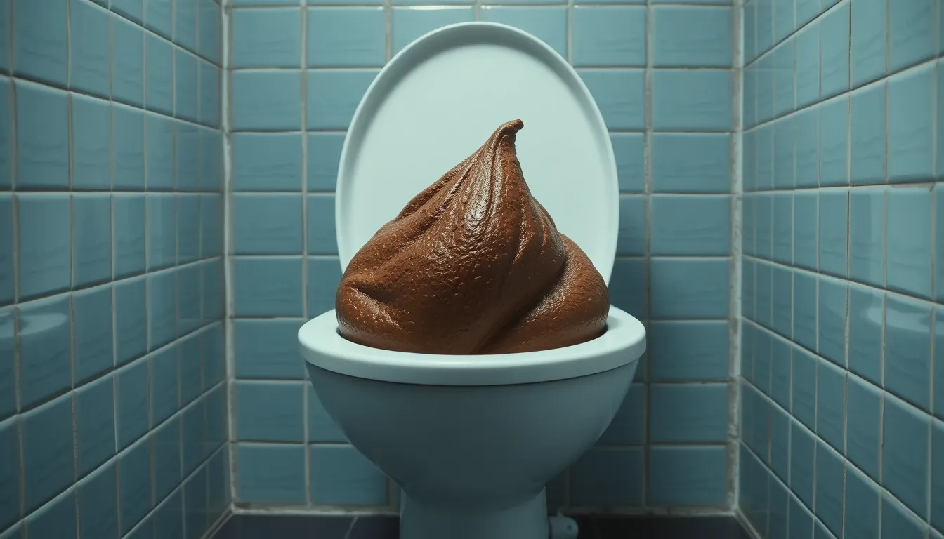 Huge turd floating in toilet water