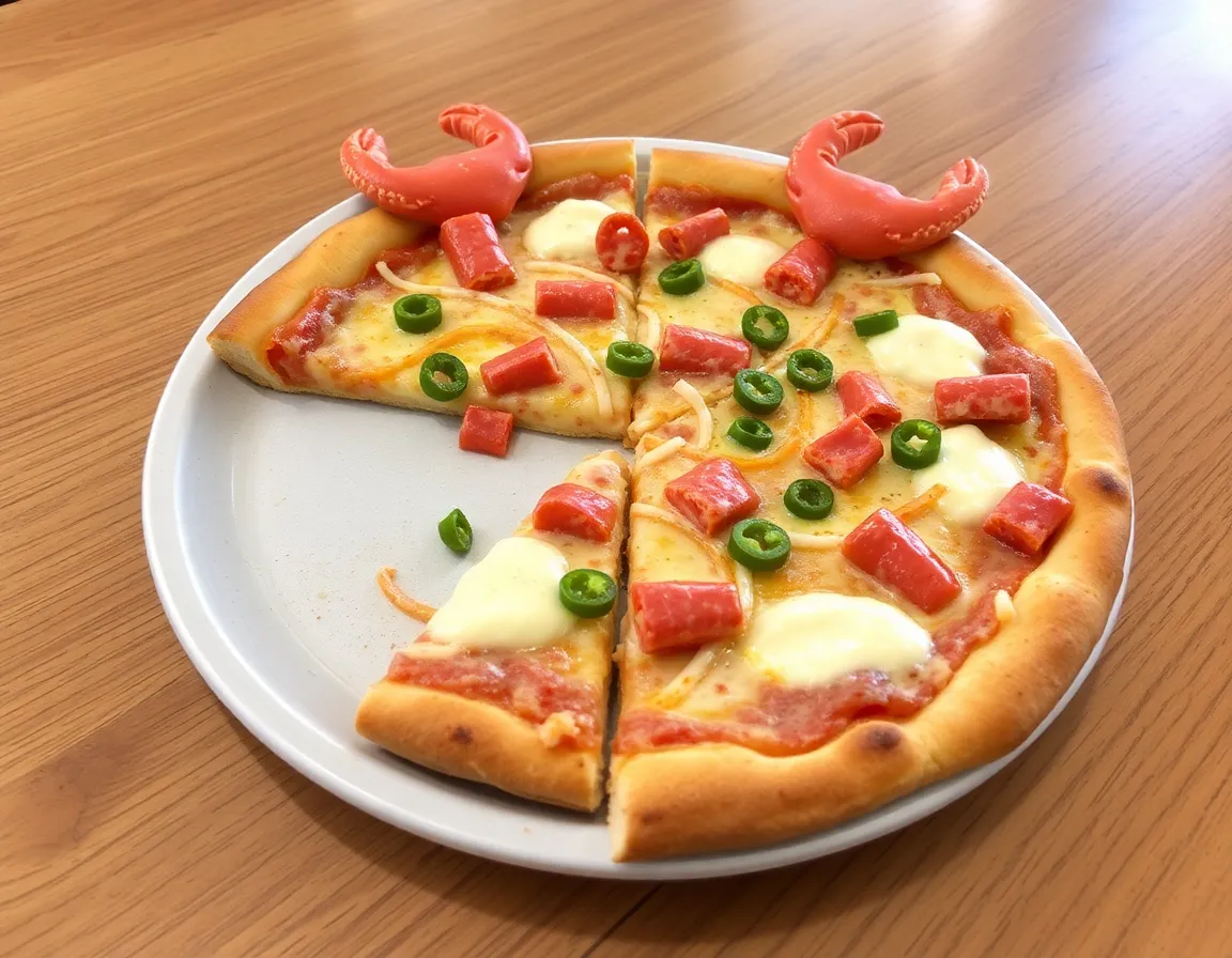 Half of a Krusty Krab pizza