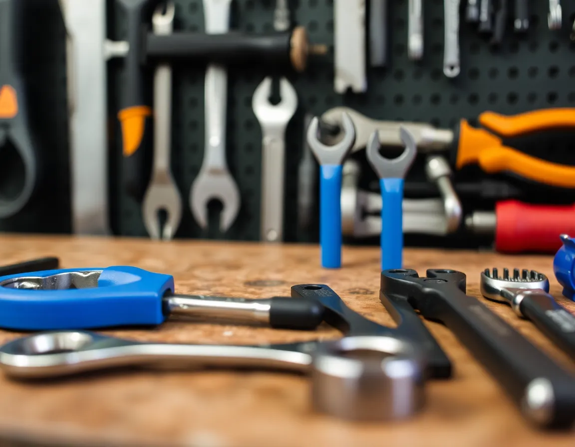 Mechanic tools on workbench