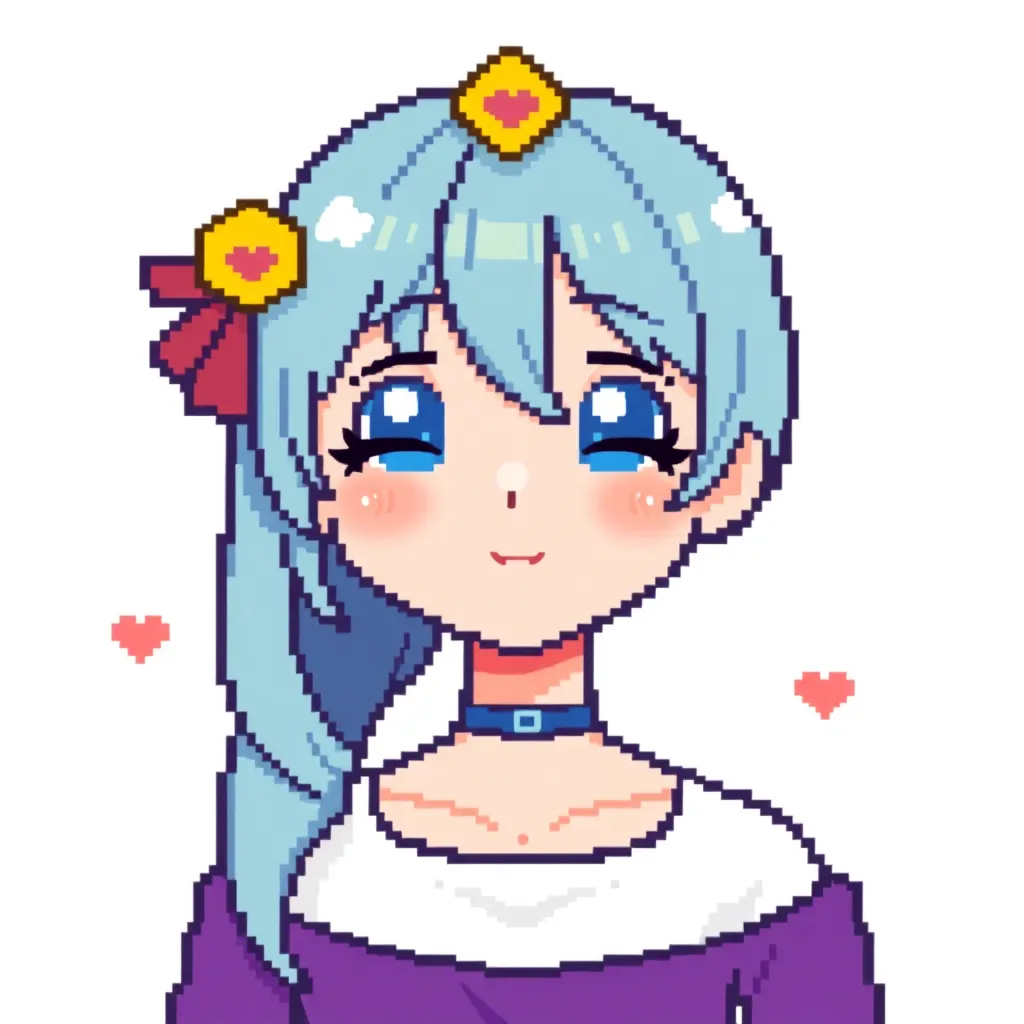 Pixel avatar of emo girl with neon hair