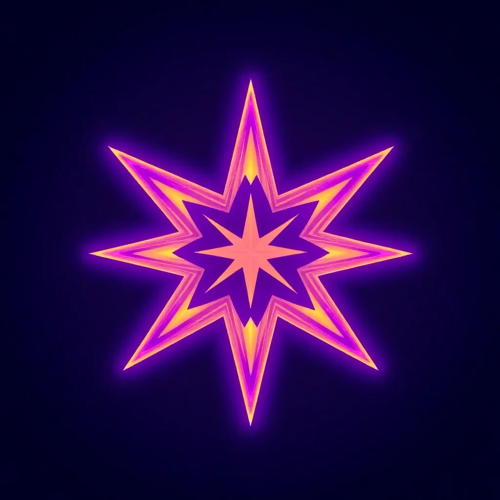 Pixel star neon purple icon