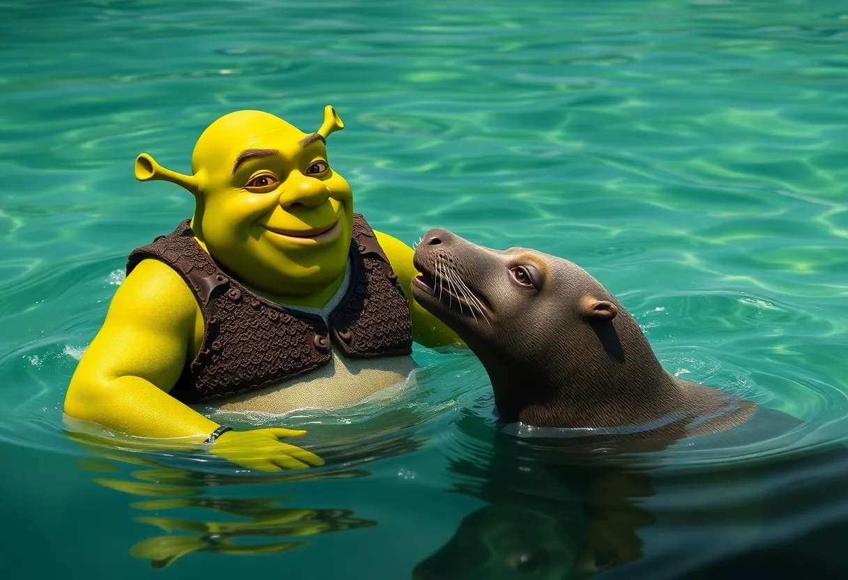 Shrek doing the sea lion