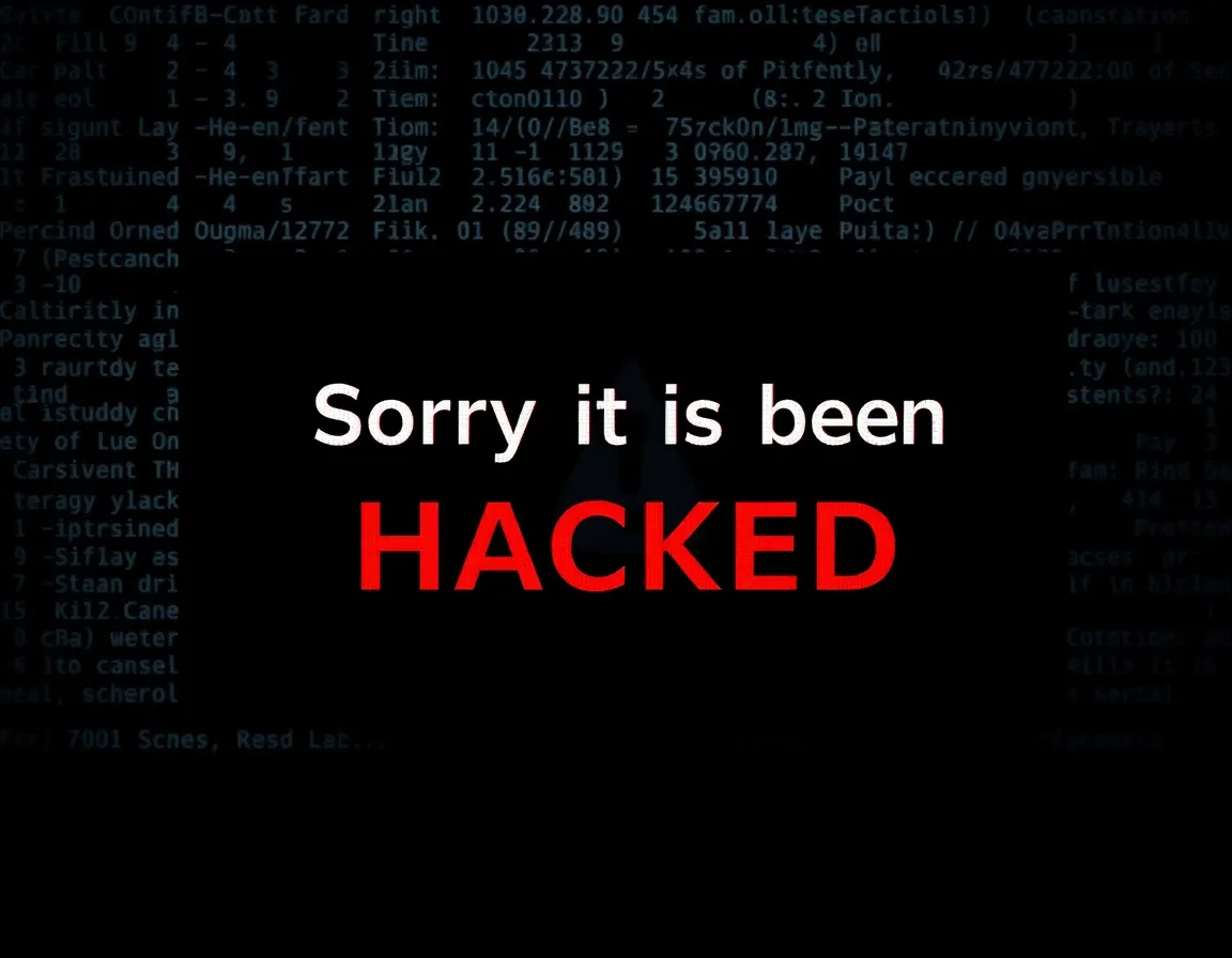 Warning sign with text Sorry It's Been Hacked