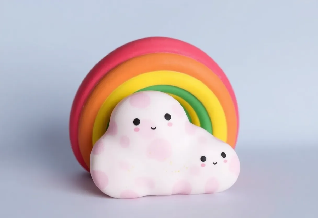 Soft and colorful Squishy Dumplings with rainbow colors