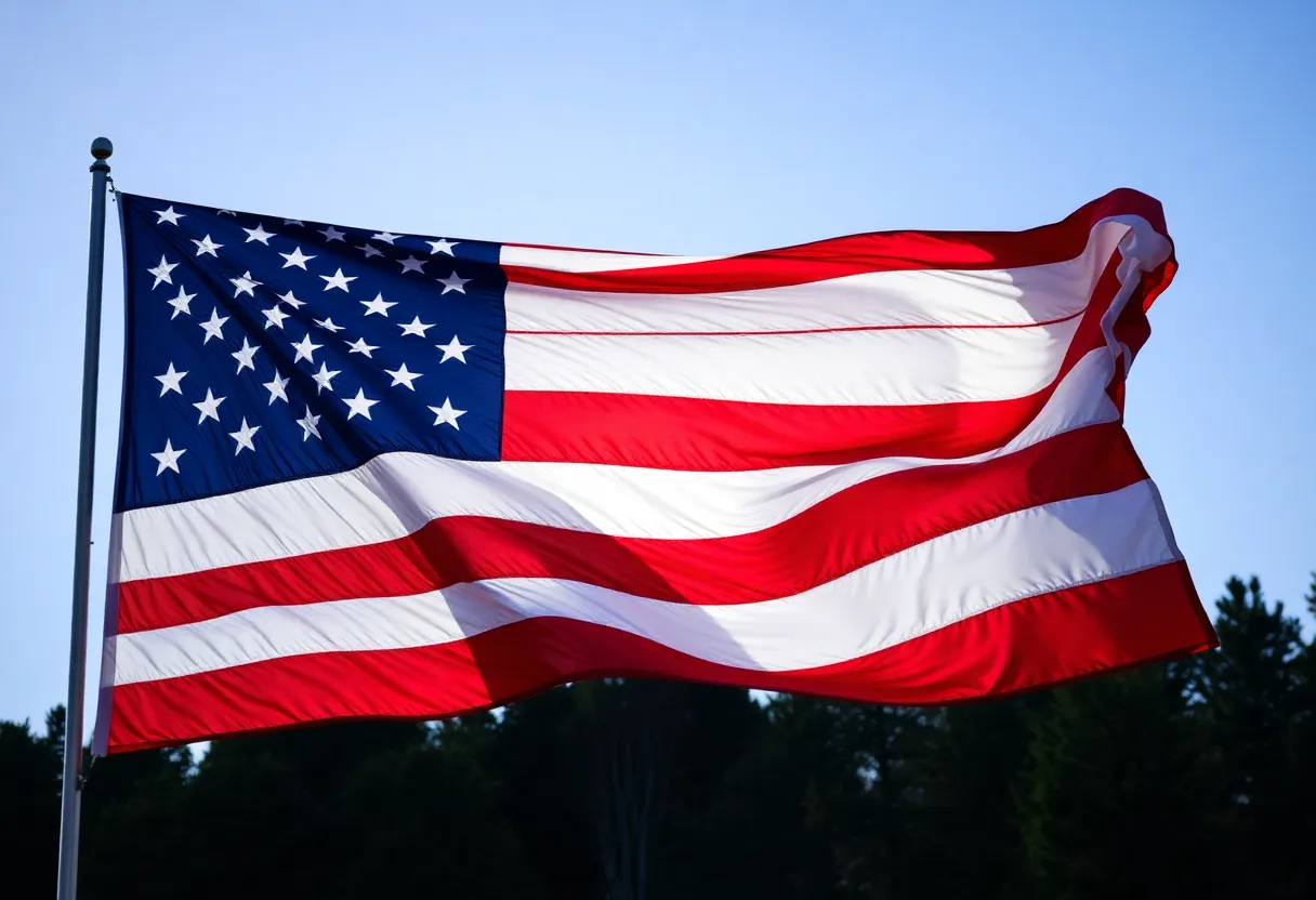 Donald Trump with American flag background